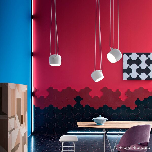 Lampa Wisząca FLOS, AIM Small, ściemnialny, biały, salon, metal, design