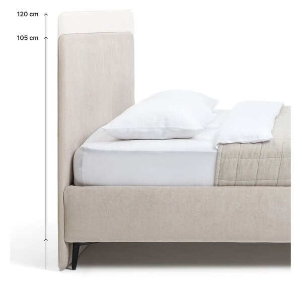 Beżowe tapicerowane łóżko dwuosobowe ze stelażem 160x200 cm Noira Slim – Bonami Selection