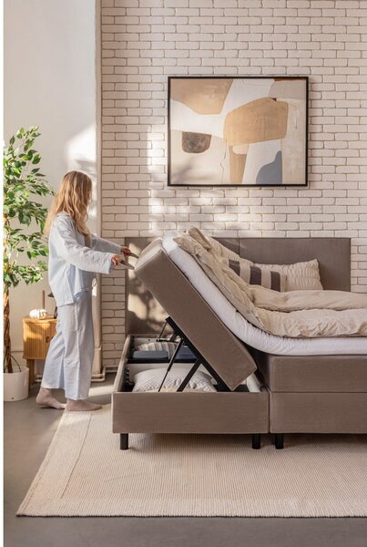 Szarobrązowe łóżko kontynentalne ze schowkiem 180x200 cm Elva Bold – Bonami Selection