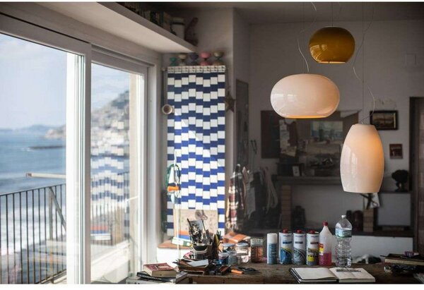 Lampa Wisząca Foscarini, szary, salon, szkło