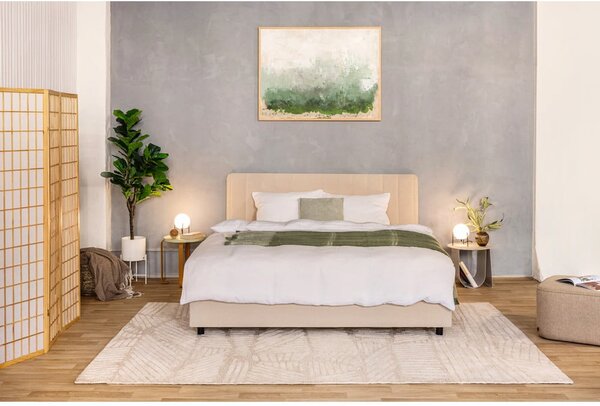 Beżowe tapicerowane łóżko dwuosobowe c 160x200 cm Myra Slim Line – Bonami Selection