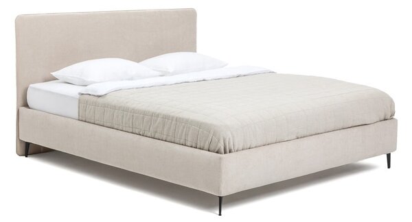 Beżowe tapicerowane łóżko dwuosobowe ze stelażem 160x200 cm Noira Slim – Bonami Selection