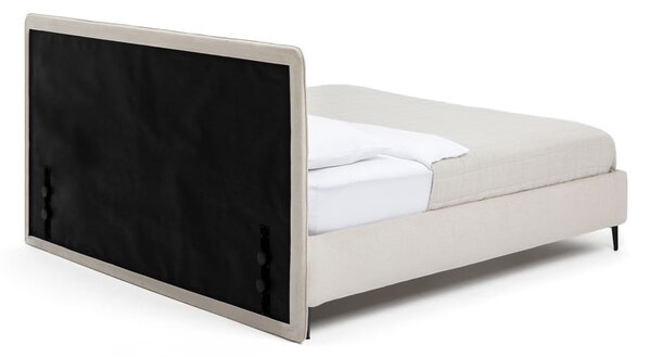 Beżowe tapicerowane łóżko dwuosobowe ze stelażem 160x200 cm Noira Slim – Bonami Selection