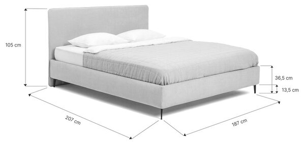 Niebieskie tapicerowane łóżko dwuosobowe ze stelażem 180x200 cm Noira Slim – Bonami Selection