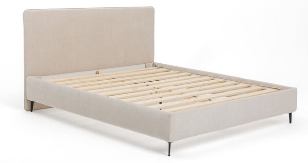 Beżowe tapicerowane łóżko dwuosobowe ze stelażem 160x200 cm Noira Slim – Bonami Selection