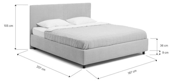 Niebieskie tapicerowane łóżko dwuosobowe ze schowkiem i stelażem 180x200 cm Myra Slim Line – Bonami Selection