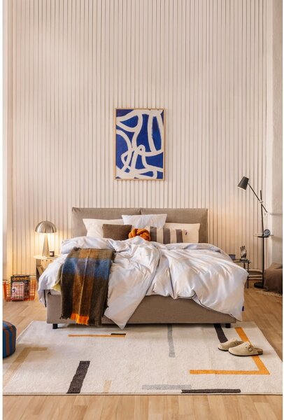 Szarobrązowe tapicerowane łóżko dwuosobowe ze schowkiem i stelażem 160x200 cm Myra Pillow – Bonami Selection