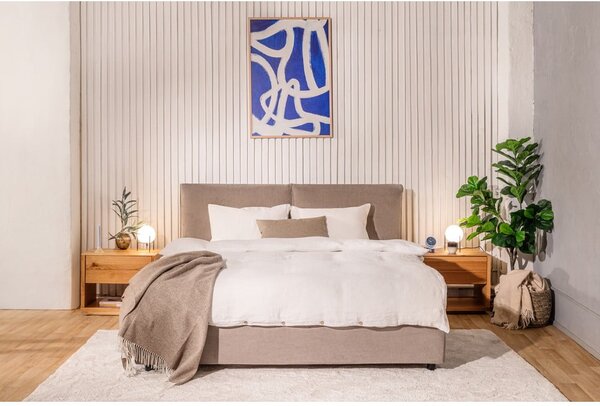 Szarobrązowe tapicerowane łóżko dwuosobowe ze schowkiem i stelażem 160x200 cm Myra Pillow – Bonami Selection