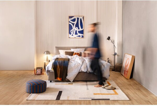 Szarobrązowe tapicerowane łóżko dwuosobowe ze schowkiem i stelażem 160x200 cm Myra Pillow – Bonami Selection