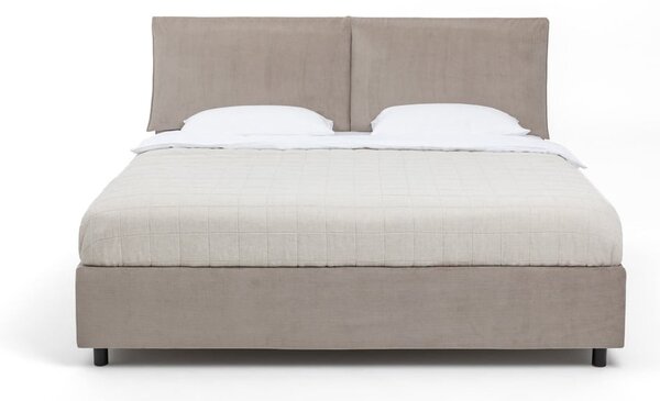 Szarobrązowe tapicerowane łóżko dwuosobowe ze schowkiem i stelażem 160x200 cm Myra Pillow – Bonami Selection