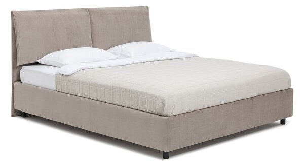 Szarobrązowe tapicerowane łóżko dwuosobowe ze schowkiem i stelażem 160x200 cm Myra Pillow – Bonami Selection