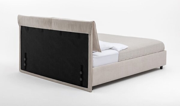 Beżowe tapicerowane łóżko dwuosobowe ze schowkiem i stelażem 160x200 cm Myra Pillow – Bonami Selection
