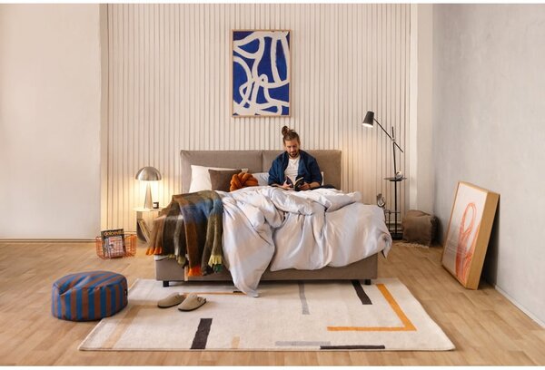 Szarobrązowe tapicerowane łóżko dwuosobowe ze schowkiem i stelażem 160x200 cm Myra Pillow – Bonami Selection