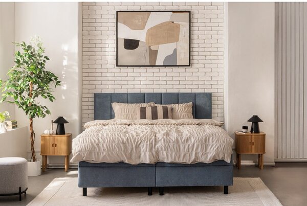 Niebieskie łóżko kontynentalne ze schowkiem 180x200 cm Elva Bold Line – Bonami Selection