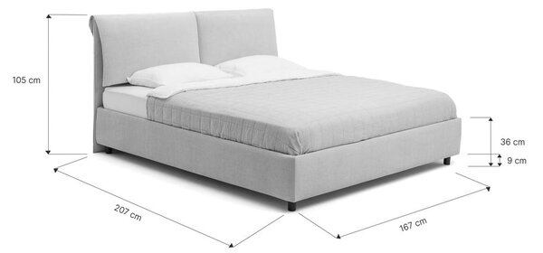 Beżowe tapicerowane łóżko dwuosobowe ze schowkiem i stelażem 160x200 cm Myra Pillow – Bonami Selection