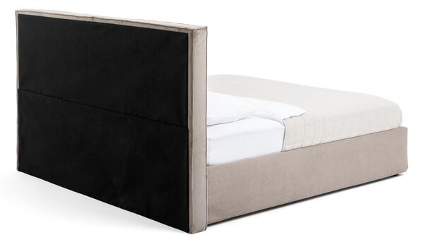 Szarobrązowe tapicerowane łóżko dwuosobowe ze schowkiem i stelażem 160x200 cm Thessa Bold – Bonami Selection