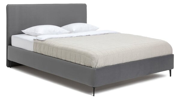 Szare tapicerowane łóżko dwuosobowe ze stelażem 160x200 cm Noira Slim – Bonami Selection