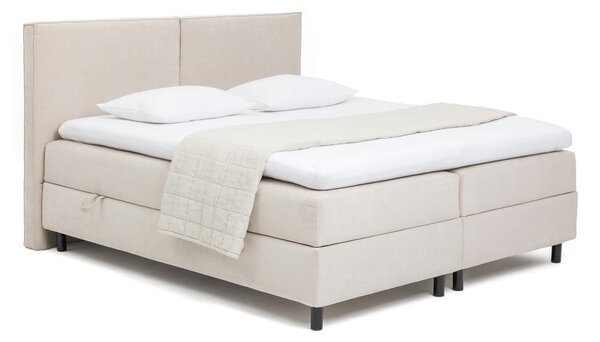 Beżowe łóżko kontynentalne ze schowkiem 160x200 cm Elva Bold – Bonami Selection