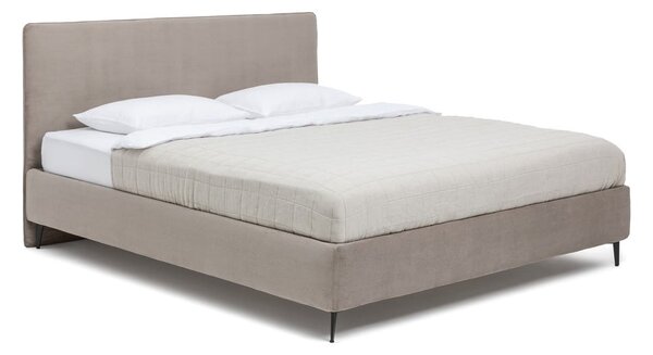 Szarobrązowe tapicerowane łóżko dwuosobowe ze stelażem 160x200 cm Noira Slim – Bonami Selection