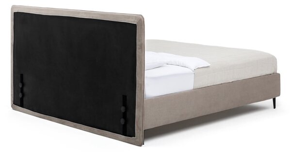Szarobrązowe tapicerowane łóżko dwuosobowe ze stelażem 160x200 cm Noira Slim – Bonami Selection
