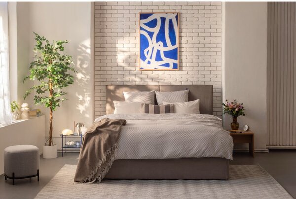 Szarobrązowe tapicerowane łóżko dwuosobowe ze schowkiem i stelażem 160x200 cm Thessa Bold – Bonami Selection