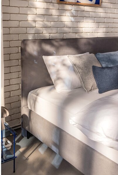 Szare tapicerowane łóżko dwuosobowe ze stelażem 160x200 cm Noira Slim – Bonami Selection
