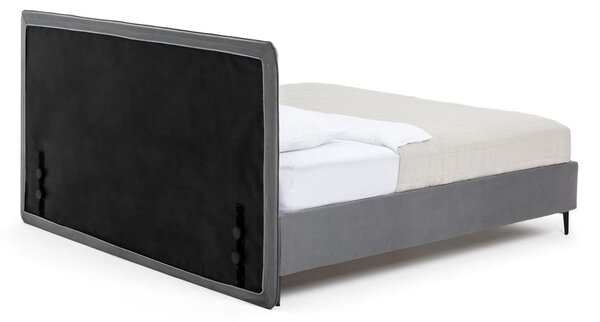 Szare tapicerowane łóżko dwuosobowe ze stelażem 160x200 cm Noira Slim – Bonami Selection