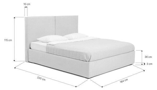 Niebieskie tapicerowane łóżko dwuosobowe ze schowkiem i stelażem 180x200 cm Thessa Bold – Bonami Selection