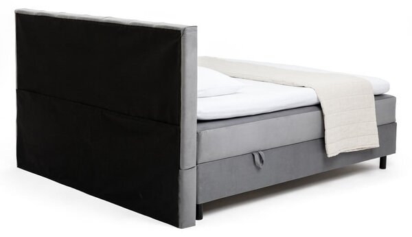Szare łóżko kontynentalne ze schowkiem 160x200 cm Elva Bold Line – Bonami Selection