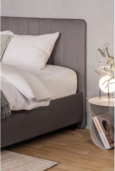 Szare tapicerowane łóżko dwuosobowe ze schowkiem i stelażem 180x200 cm Myra Slim Line – Bonami Selection