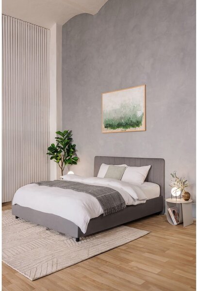 Szare tapicerowane łóżko dwuosobowe ze schowkiem i stelażem 180x200 cm Myra Slim Line – Bonami Selection