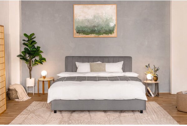 Szare tapicerowane łóżko dwuosobowe ze schowkiem i stelażem 180x200 cm Myra Slim Line – Bonami Selection