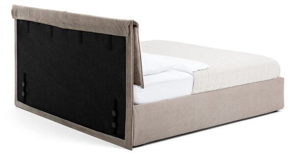Szarobrązowe tapicerowane łóżko dwuosobowe ze schowkiem i stelażem 160x200 cm Thessa Pillow – Bonami Selection