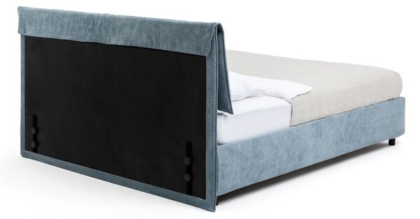 Niebieskie tapicerowane łóżko dwuosobowe ze schowkiem i stelażem 160x200 cm Myra Pillow – Bonami Selection