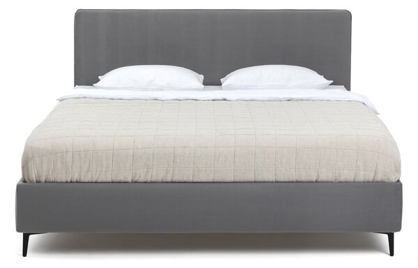 Szare tapicerowane łóżko dwuosobowe ze stelażem 160x200 cm Noira Slim – Bonami Selection