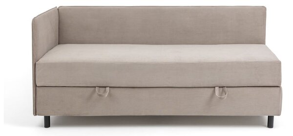 Szarobrązowe tapicerowane łóżko jednoosobowe ze schowkiem i materacem 90x200 cm Avela – Bonami Selection
