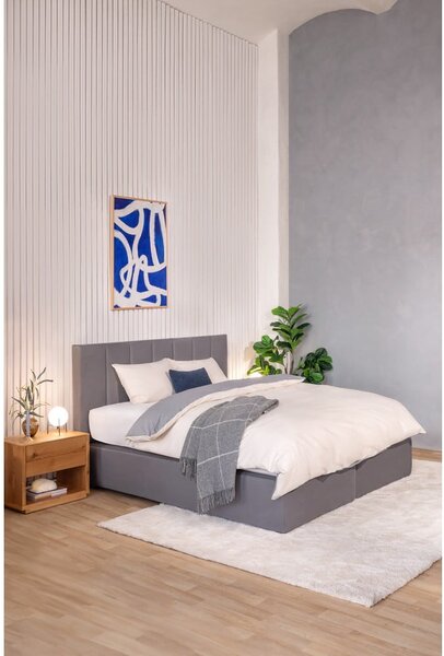 Szare łóżko kontynentalne 160x200 cm Olia Bold Line – Bonami Selection