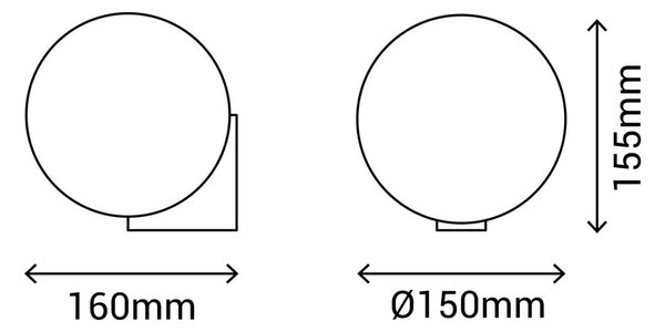 Czarny kinkiet SULION Obi, ø 15 cm