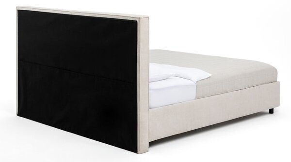 Beżowe tapicerowane łóżko dwuosobowe ze schowkiem i stelażem 180x200 cm Myra Bold – Bonami Selection