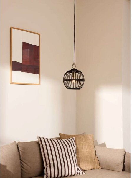 Lampa Wisząca Halo Design, czarny, jadalnia, drewno