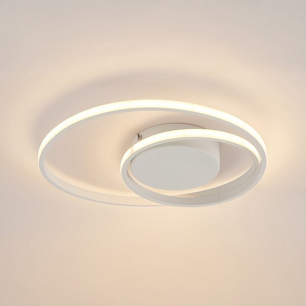 Lampa Sufitowa Lindby, Emisua, ściemnialny, biały, salon, aluminium, nowoczesny