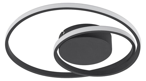 Lampa Sufitowa Lindby, Emisua, ściemnialny, czarny, salon, aluminium, nowoczesny