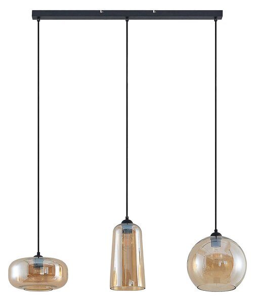 Lampa Wisząca Lucande, Wilja, ściemnialny, pomarańczowy, salon, szkło, vintage