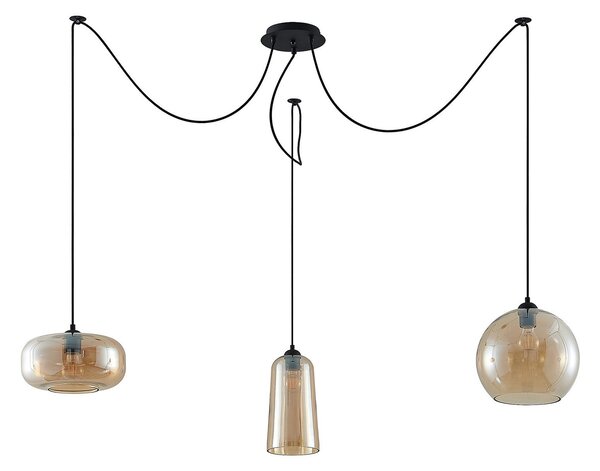Lampa Wisząca Lucande, Zyli, ściemnialny, salon, szkło, vintage