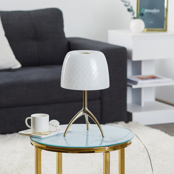 Lampa Stołowa Foscarini, Lumiere, ściemnialny, biały, salon, szkło, design