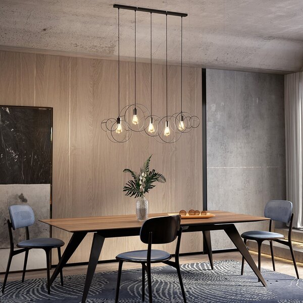 Lampa Wisząca Lucande, Andrik, ściemnialny, czarny, salon, metal, nowoczesny