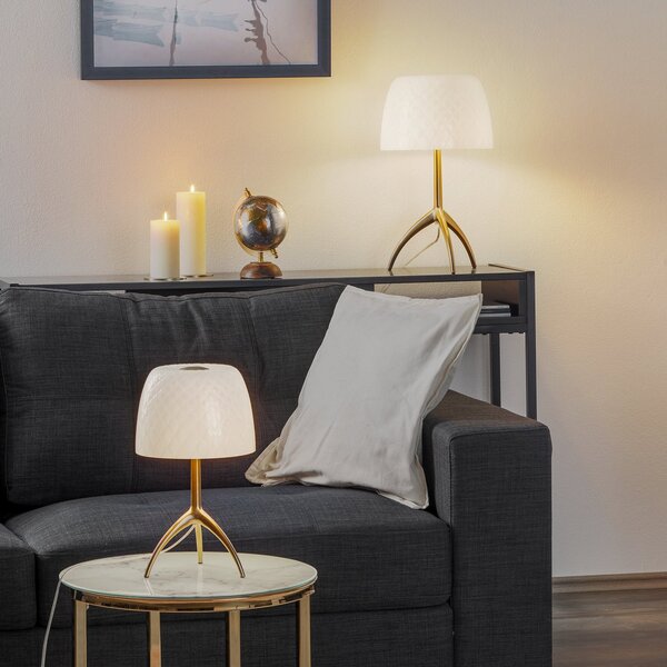 Lampa Stołowa Foscarini, Lumiere, ściemnialny, biały, salon, szkło, design