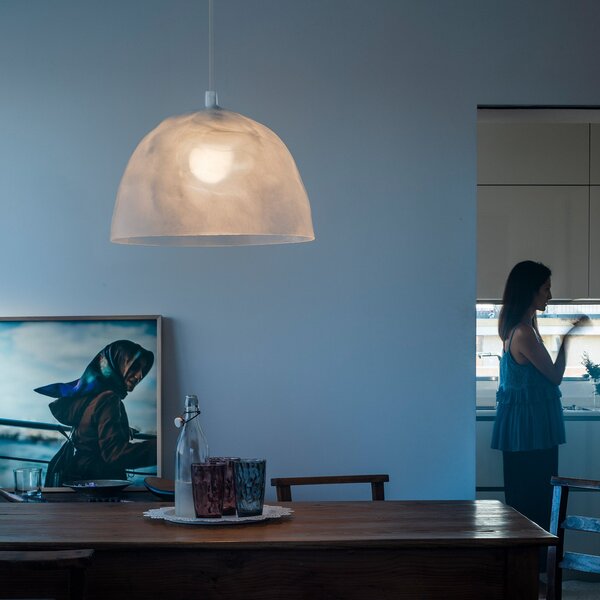 Lampa Wisząca Foscarini, Bump, ściemnialny, biały, salon, tworzywo sztuczne, design