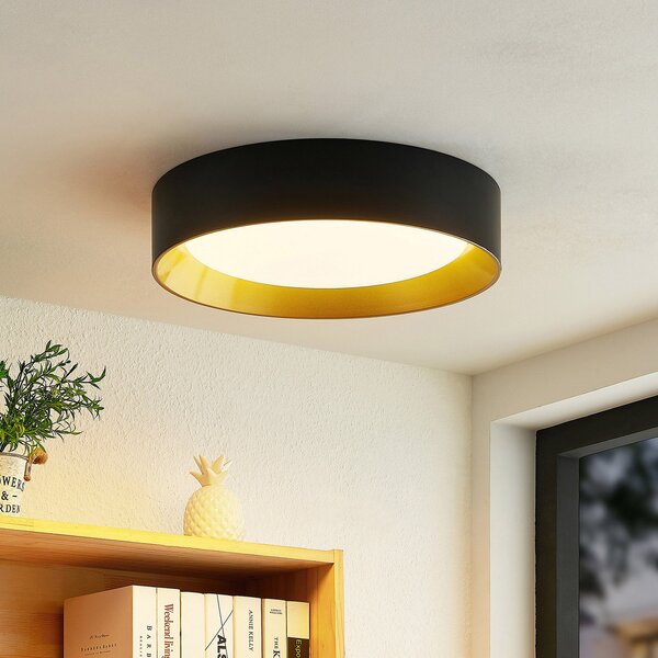 Lampa Sufitowa Lindby, Kambia, czarny, salon, aluminium, nowoczesny