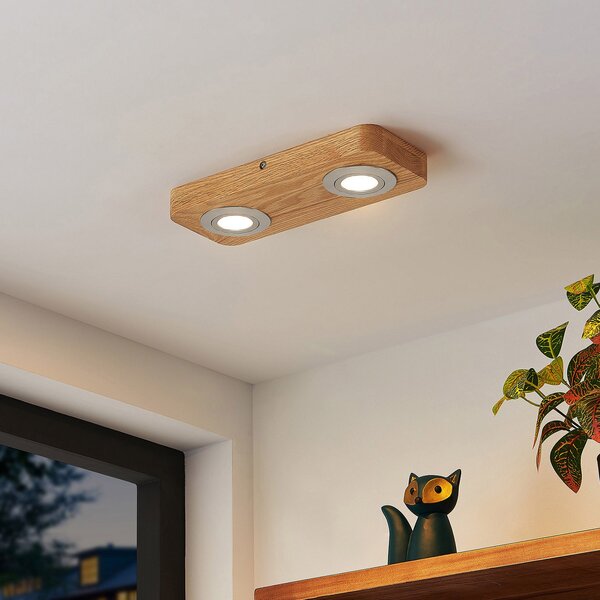 Lampa Sufitowa Lindby, Mikari, drewniany, salon, drewno, nowoczesny